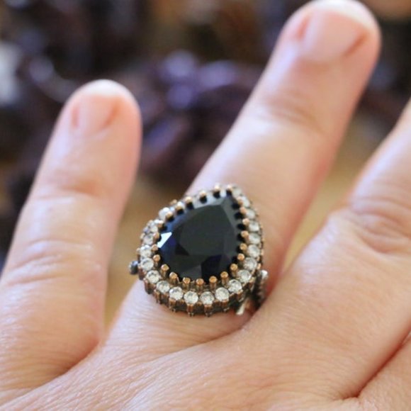 Sterling Silver Jade Stone & Cubic Zirconia Stones - Picture 5 of 9